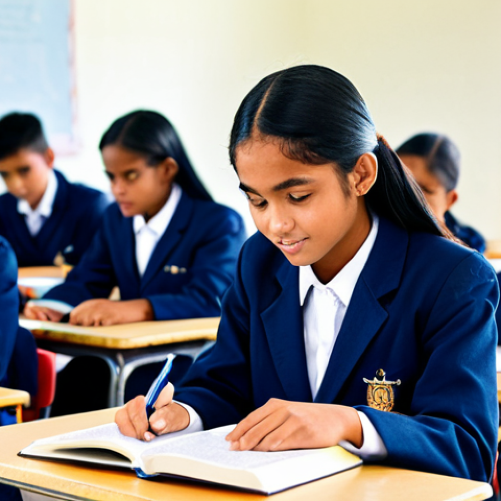 나우루에서 영어 사용 여부 - Nauruan Student in School**
"A bright, fully clothed Nauruan student in a modern classroom, wearing...
