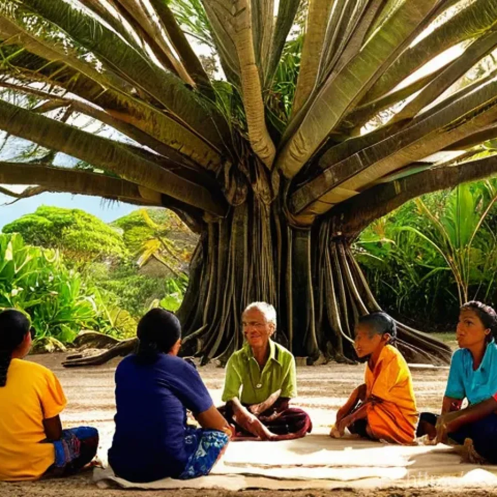 나우루 전통문화 - **Prompt 1: Nauruan Oral Tradition - Wisdom of the Elders**
"A wise, smiling Nauruan elder, of i...